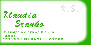 klaudia sranko business card