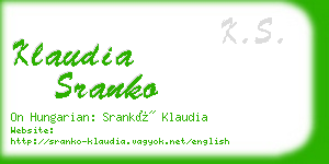 klaudia sranko business card